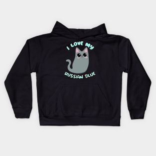 I Love My Russian Blue Cat Grey Gray Kitty Kawaii Chibi cute Kids Hoodie